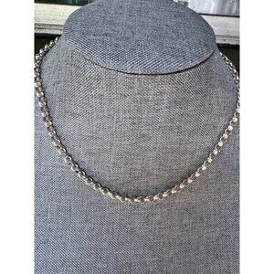 Sterling Silver Beaded Chain Necklace 18" Lobster Clasp Lightweight Elegant